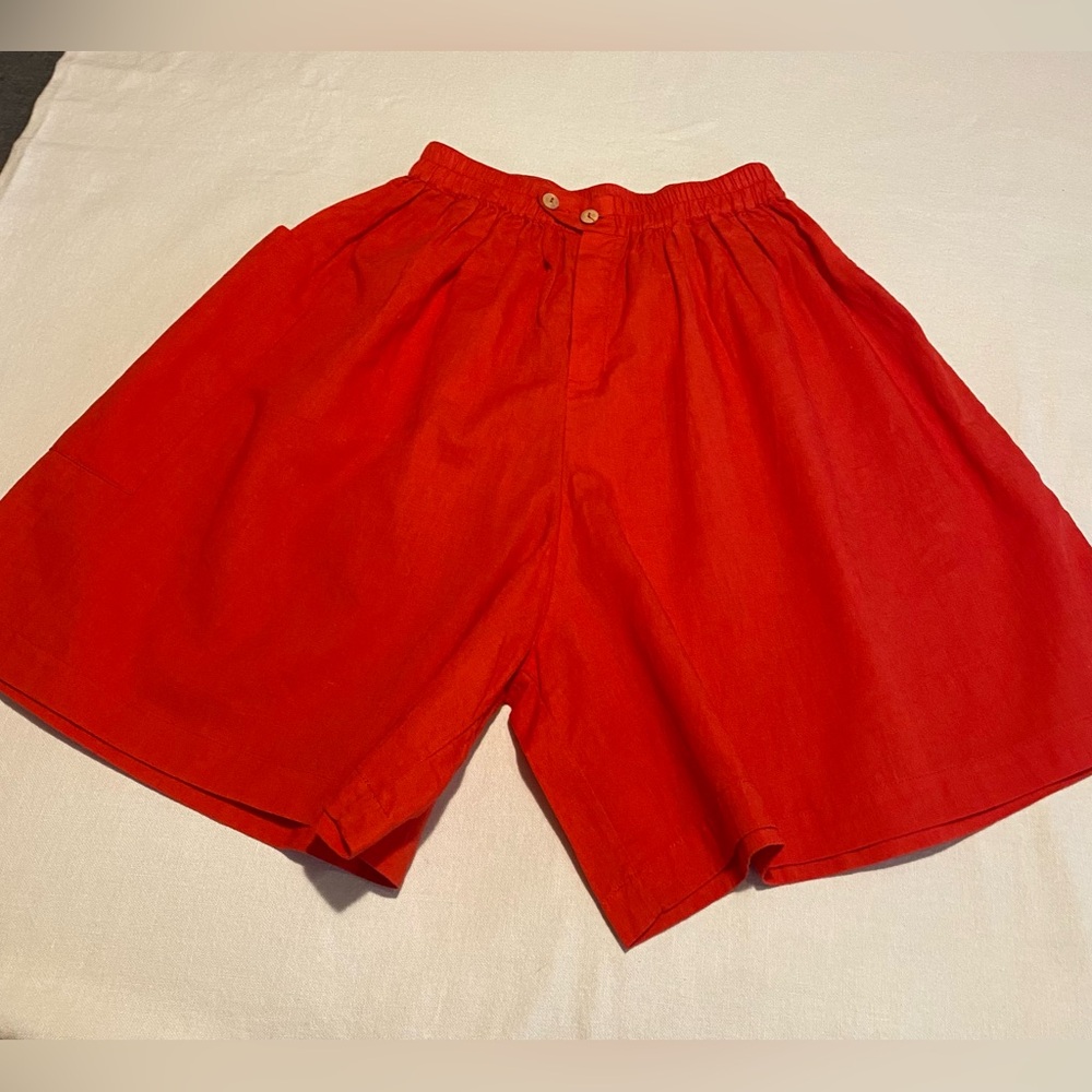 Fin&Vince MAMA Womens linen and cotton blend vintage paper bag style shorts